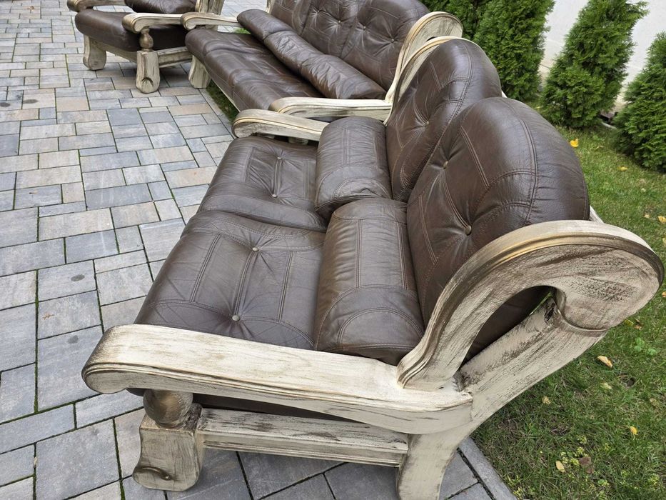 Canapele Piele Lux 3 2 1  lemn masiv Germania Unicat