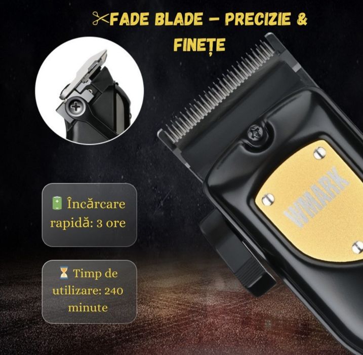 Masina De Tuns Profesionala BIRAI Sonic cu Acumulator, Stand incarcare