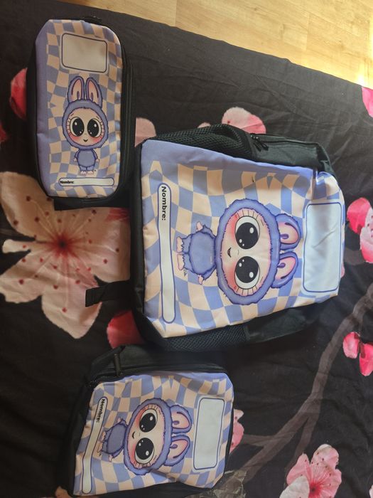 Продавам нов комплект голяма  раница, чанта и несесер на лабубу