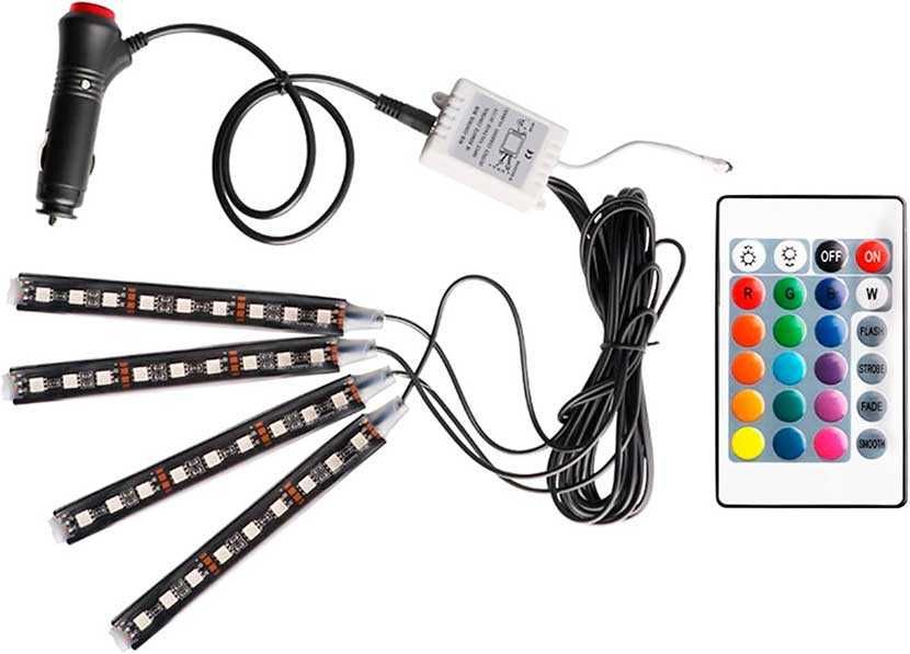 Lumini Ambientale Auto 12V RGB Telecomanda Banda Led Lumina Ambientala