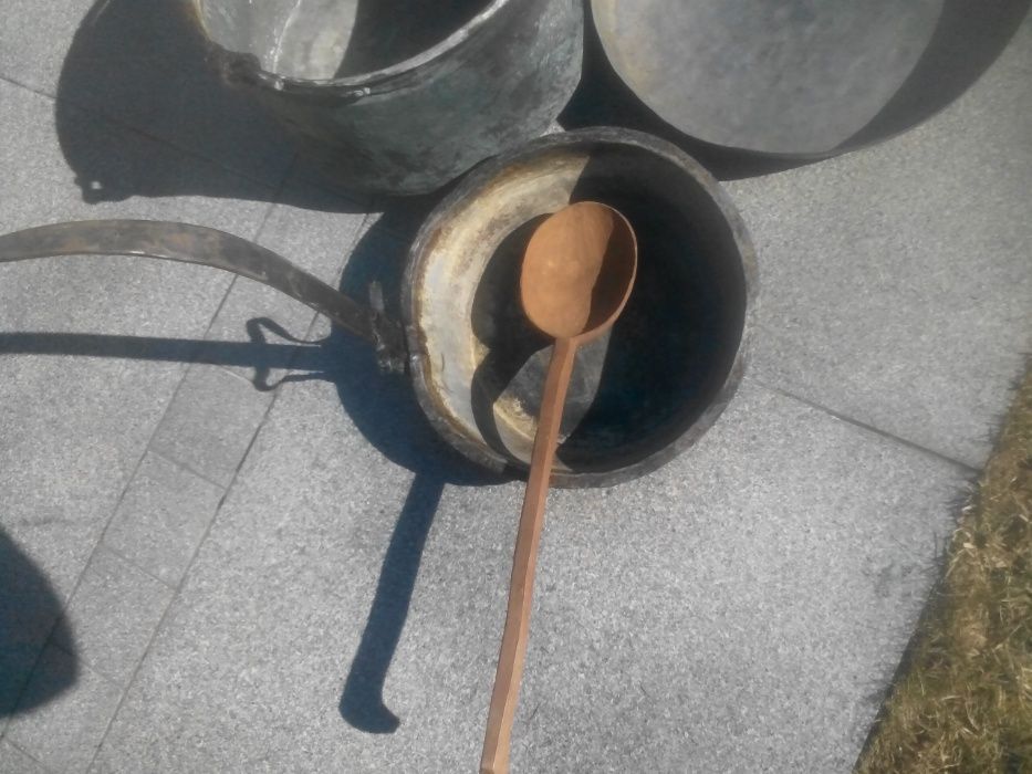 автентични  100 годишни съдове гюм 5 и 2 литра бакърени тави и тиган