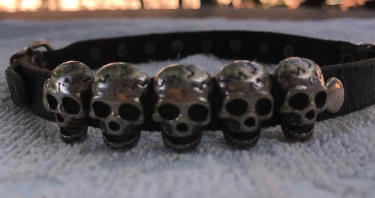 Colier choker din piele choker rock choker cap de mort craniu