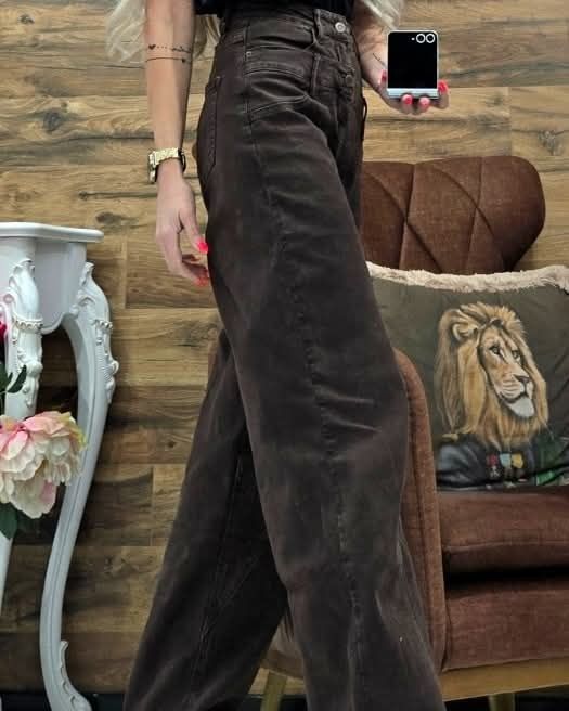 Дамски дънки цвят кафяв