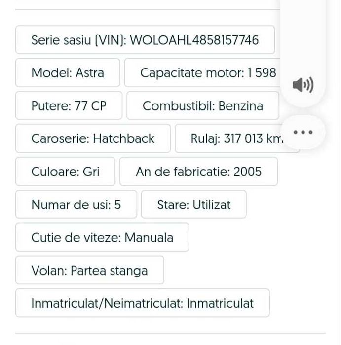 Vând Opel Astra A-H,benzina ,propietar