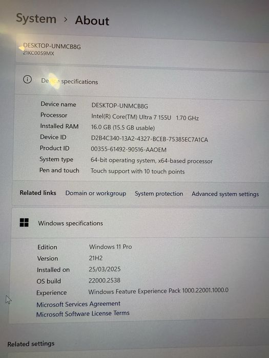 Lenovo Thinkpad x1 Carbon i7 155u, OLED 3k cu touchscreen!