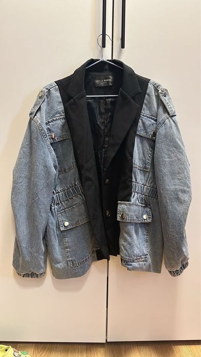 Пиджак жен комби с джинсой