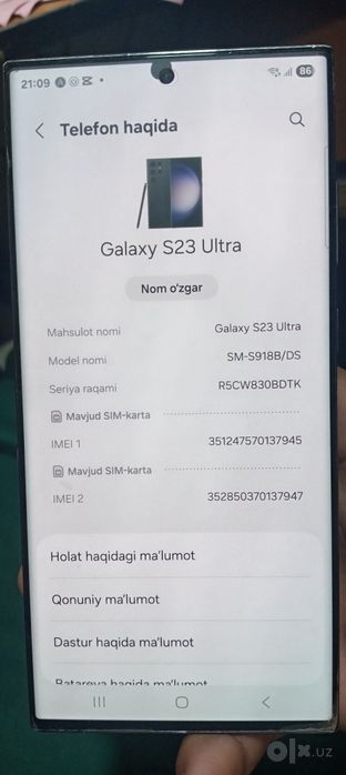 Samsung S23 Ultra sotiladi