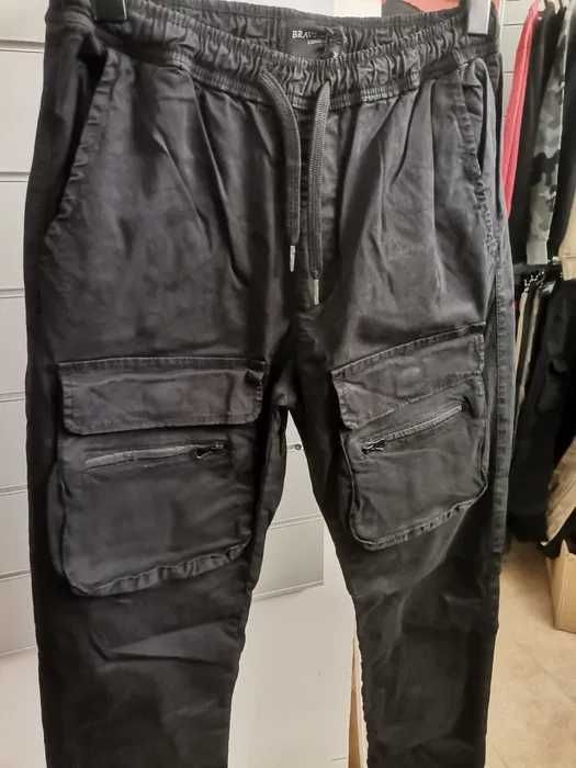 Уникален карго панталон Brave Soul W30 W32 W34 черен долнище