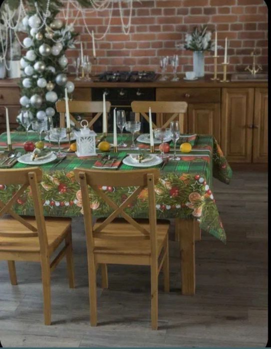 Новогодняя скатерть 145×220 см.Отличный подарок на новый год