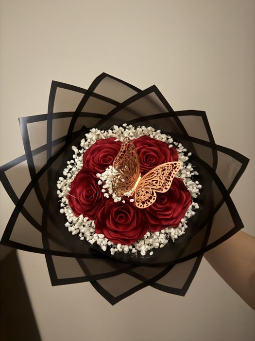 Buchet de Lux Trandafiri Satin Lucrați Manual