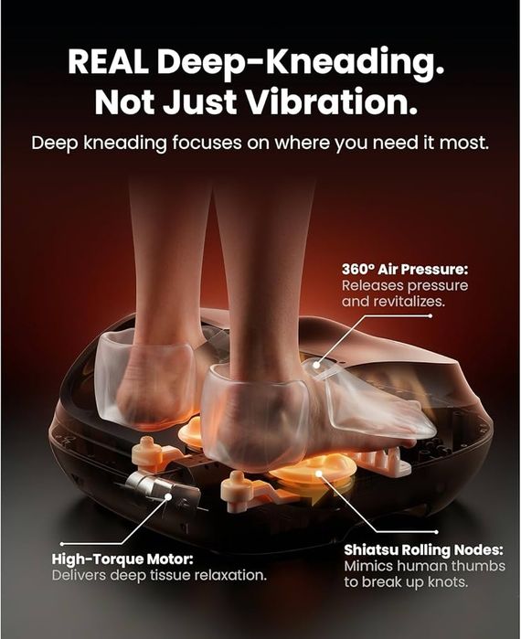 Електрически шиацу масажор за крака с въздушна компресия и загряване