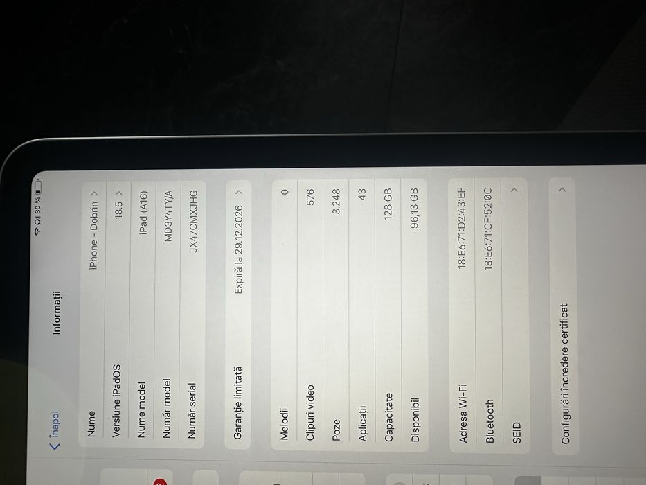 Tableta APPLE iPad 11" (A16), 128GB, Wi-Fi, Silver