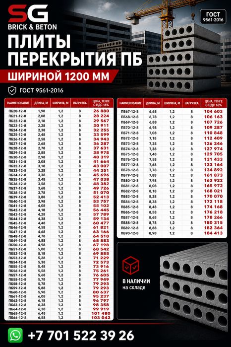 Плиты перекрытия марки ПБ