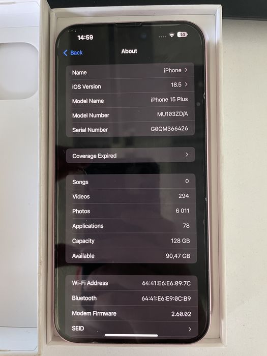 Iphone 15 plus  с гарация до 03.2026 като нов