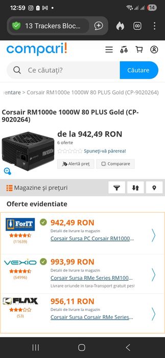 Sursa Corsair RMe Series RM1000e V2, 1000W ATX 80+ Gold
