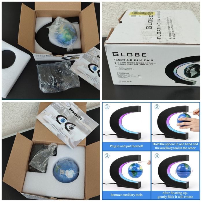 Decoratiune baiat glob magnetic lampa ananas cadou light box ceramica