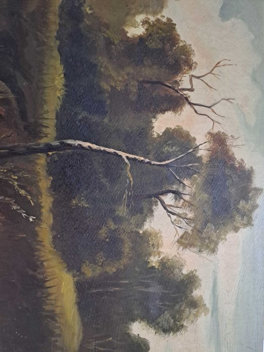 tablou vechi pictura romaneasca 51/40 cm semnat datat 1965