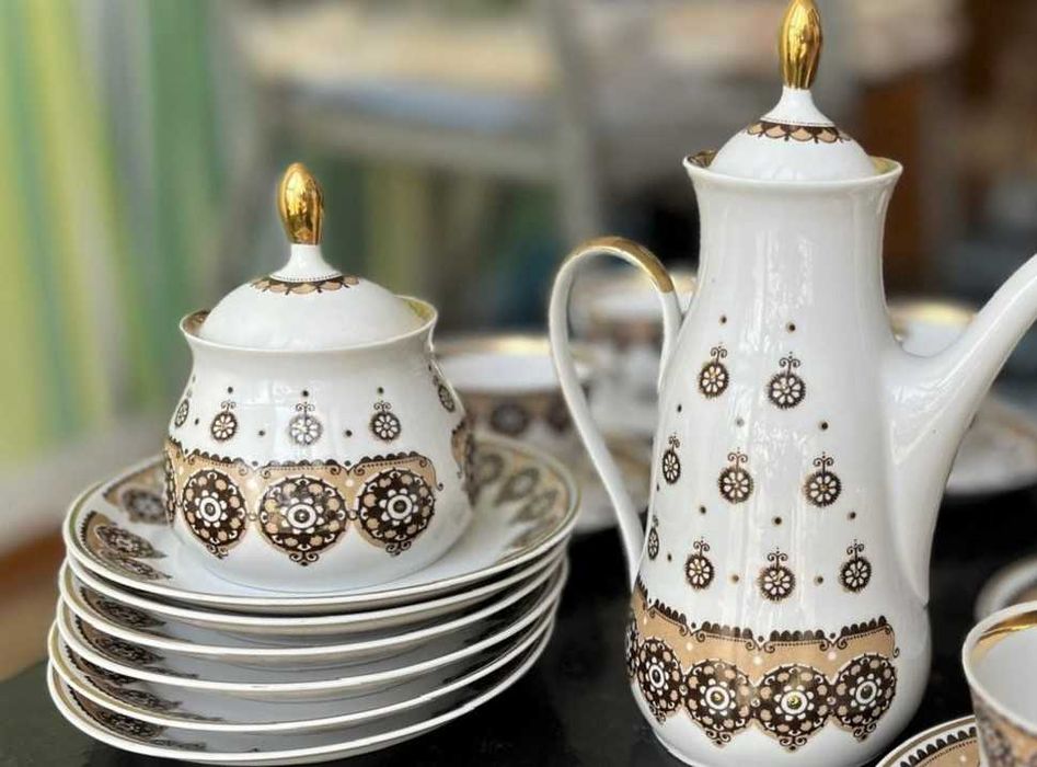 Кофейный сервиз "Диана" Рига. Костяной фарфор СССР