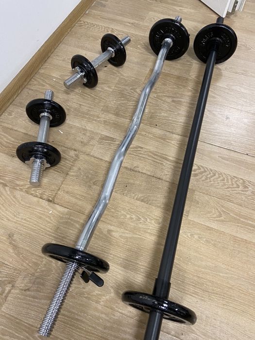 Pachet sala ideal Acasa,Gantere reglabile+bara Z+Bara piept+Discuri