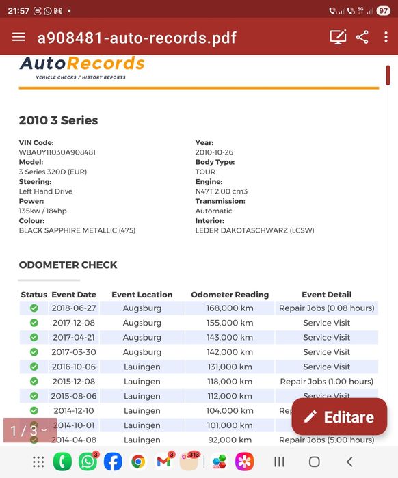 Vând BMW 320d -184 cp - E91  automat - 213000km