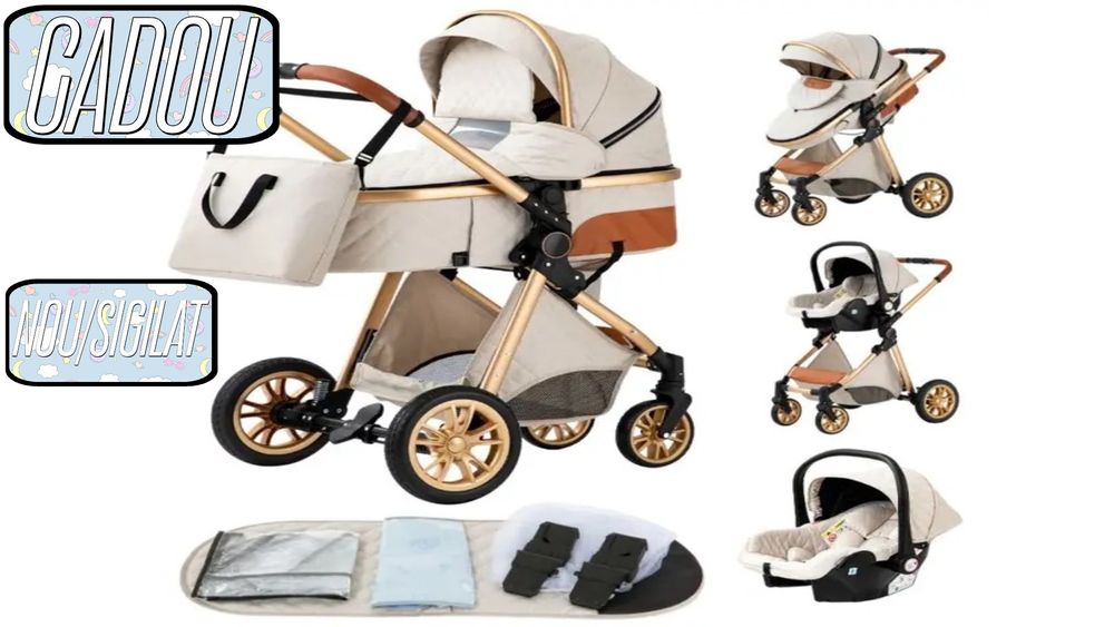 Carucior 3 in 1 NOU bebelus landou copii pliabil smart bebe + CADOU