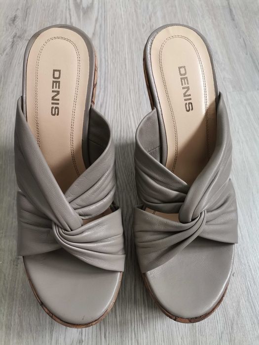 vand papuci cu talpa inalta, piele naturala - Denis- marimea 38