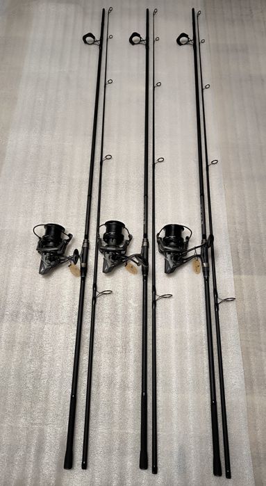 SET 3 Lansete FL EXCIA 3.90m 3.5lbs 2seg +  3 Mulinete Eastshark 10000