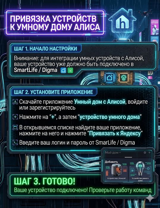 Умный термометр - гигрометр WiFi Tuya, Алиса