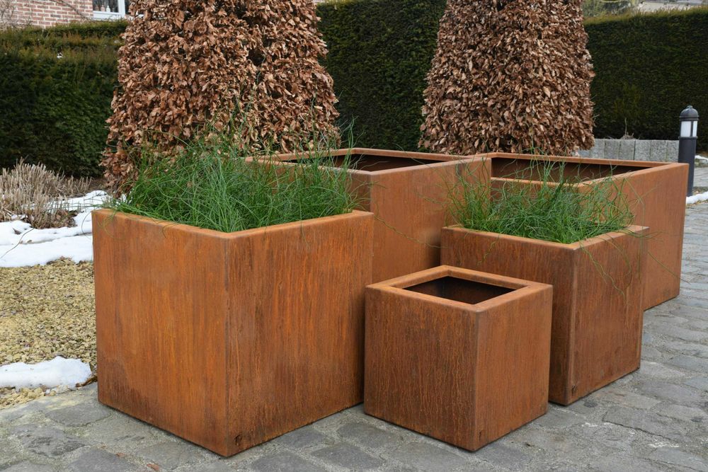 Jardiniere, ghivece, delimitare gazon din otel CORTEN