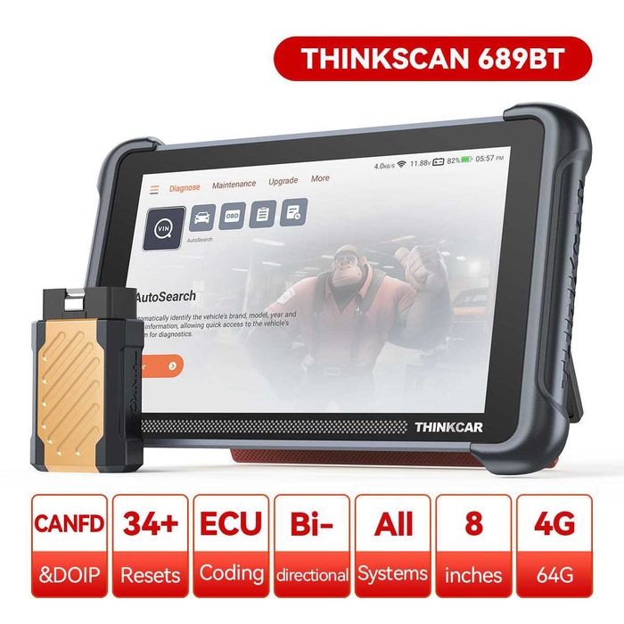 THINKCAR THINKSCAN 689BT – Tester auto profesional multimarca cu limba romana, scanner bidirectional Bluetooth, ecran 8"