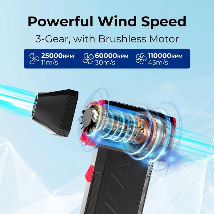 Беспроводной воздуходув Rosewill Cordless Air Duster 120000 оборот/мин