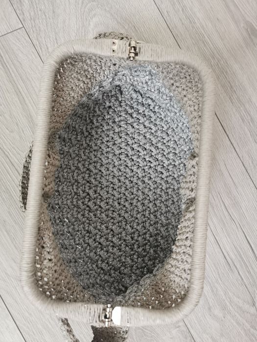 Плетена чанта сива