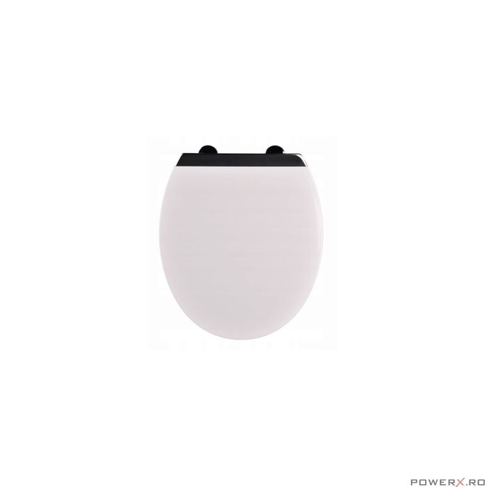 Capac WC inchidere silentioasa, duroplast alb, aplicatii gri, placa