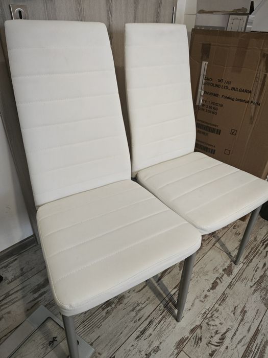 Бял стол еко кожа 6 броя