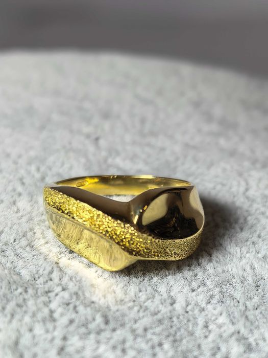 Inel bărbătesc lat aur galben 18K, mărimea 56–57, 5,55 g – nou