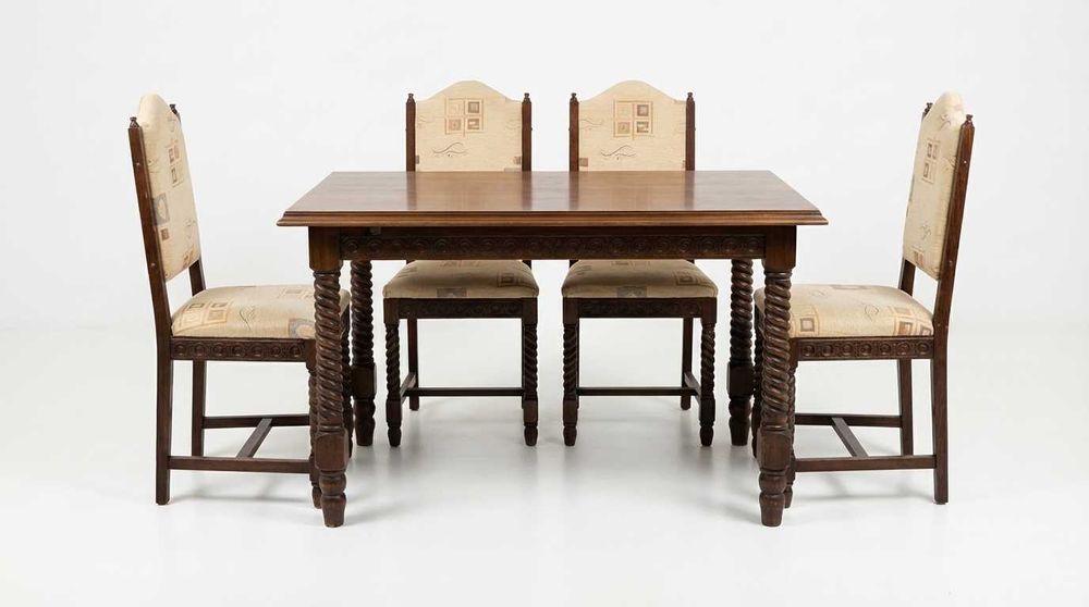 Set complet mobilă vintage anii '70 romanească - lemn masiv sculptat