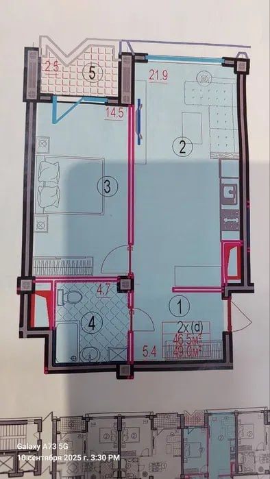 ЖК Bobur Residence 2-х комнатная квартира, 49м2