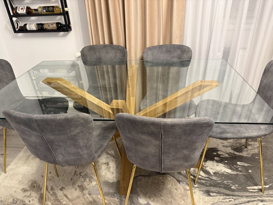 Masa de sticla cu 6 scaune