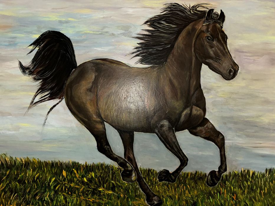 “Calul la galop” acrylic pe panza