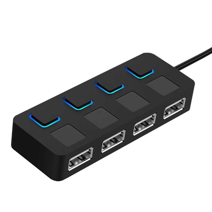 USB разклонител хъб, 4 порта USB 2.0, LED индикатори, 480MBp/s
