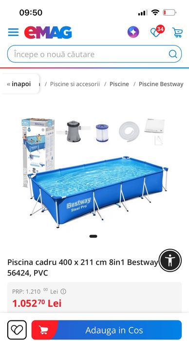 Piscina cu cadru Bestway 400x211x81cm pentru intreaga familie