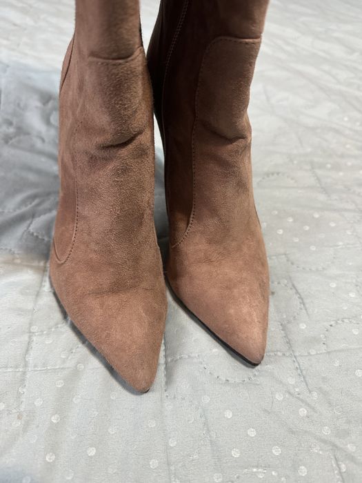 Сапоги ботфорты бежевые