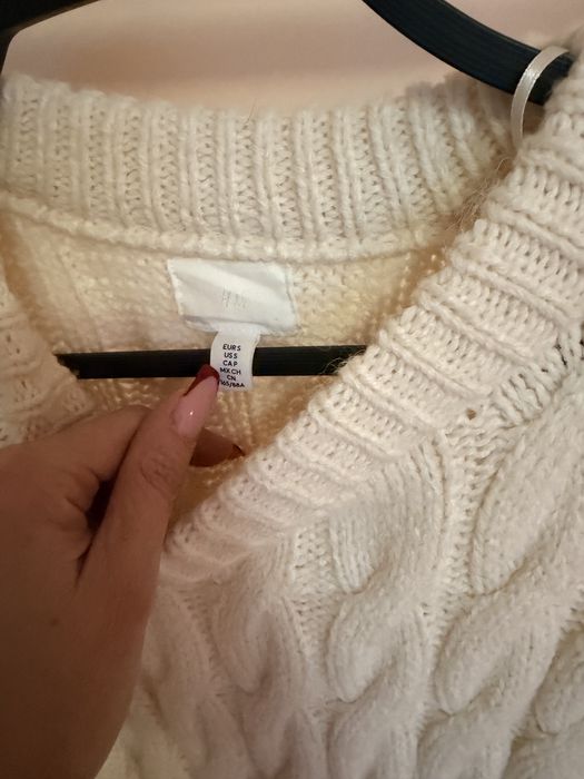 Бяла плетена дълга рокля HM