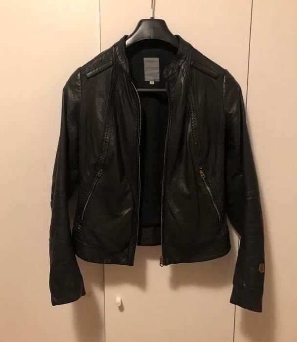 G-star Raw черно вталено яке от изцяло естествена кожа, размер XS/S