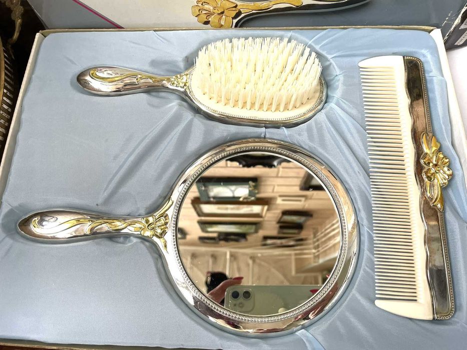 Красив посребрен комплект с позлата, закупен от Англия