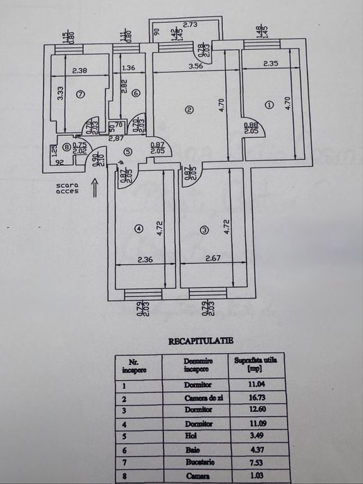 Apartament 4 camere – Etaj 2/4 - CENTRU
