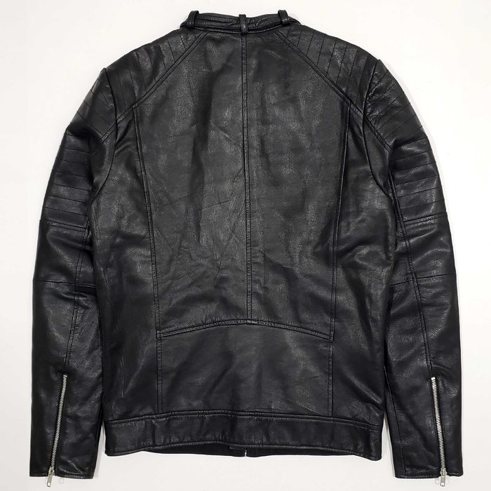 JACK & JONES Мъжко Кожено Яке Мото Естествена Кожа Като Ново S