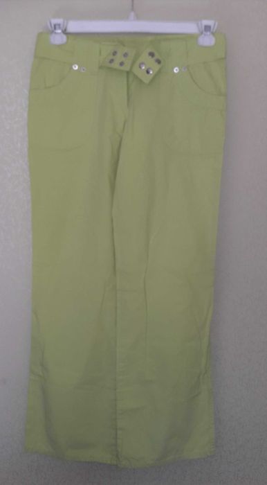 Дамски дънки (зелено, бяло)