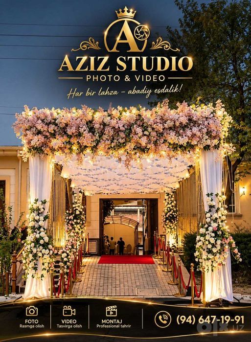 AZIZ STUDIO - To'ylar uchun professional video va foto xizmatlari!