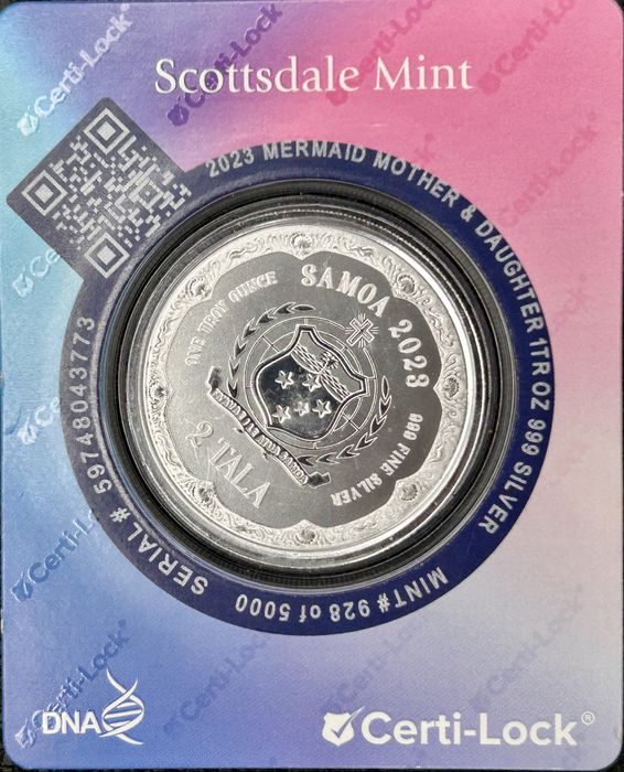 Lot 3 ounce silver coin 2023 – Samoa Mermaid Mother & Daughter